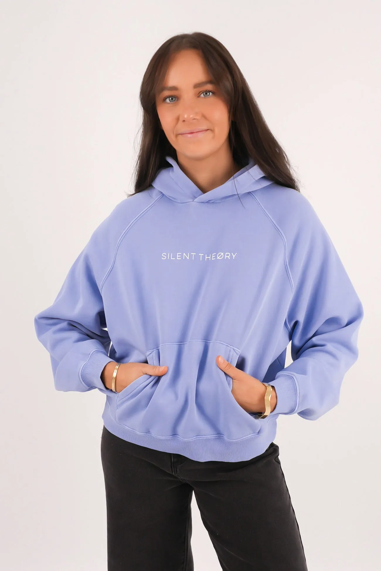 Logo Hoodie Light Blue Snag Proof Surface MoistureWickingLining