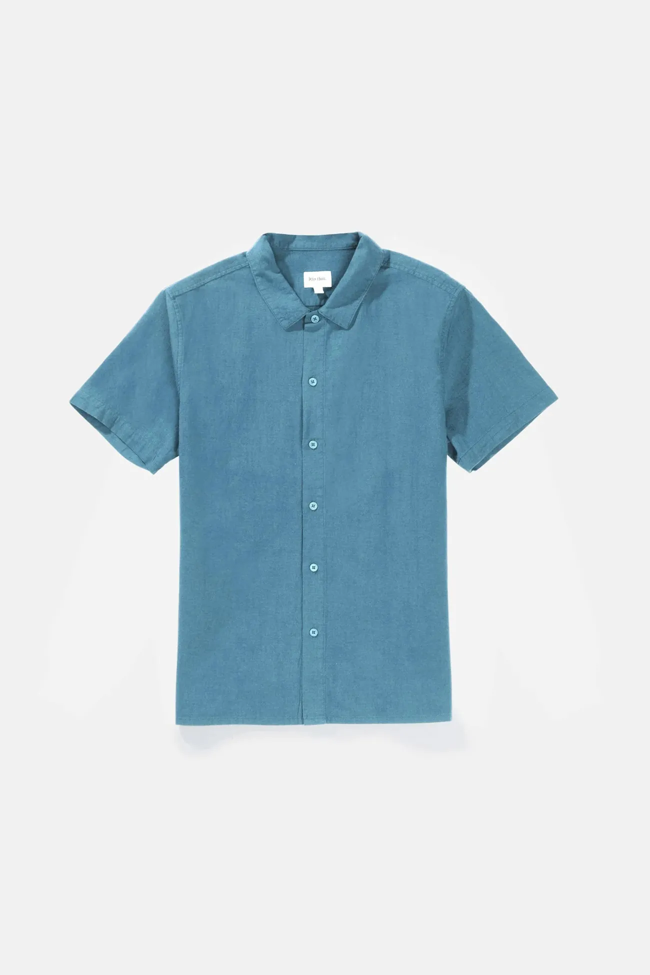Gym Wear Summer Vibes Classic Linen Short Sleeve Shirt Mineral Blue