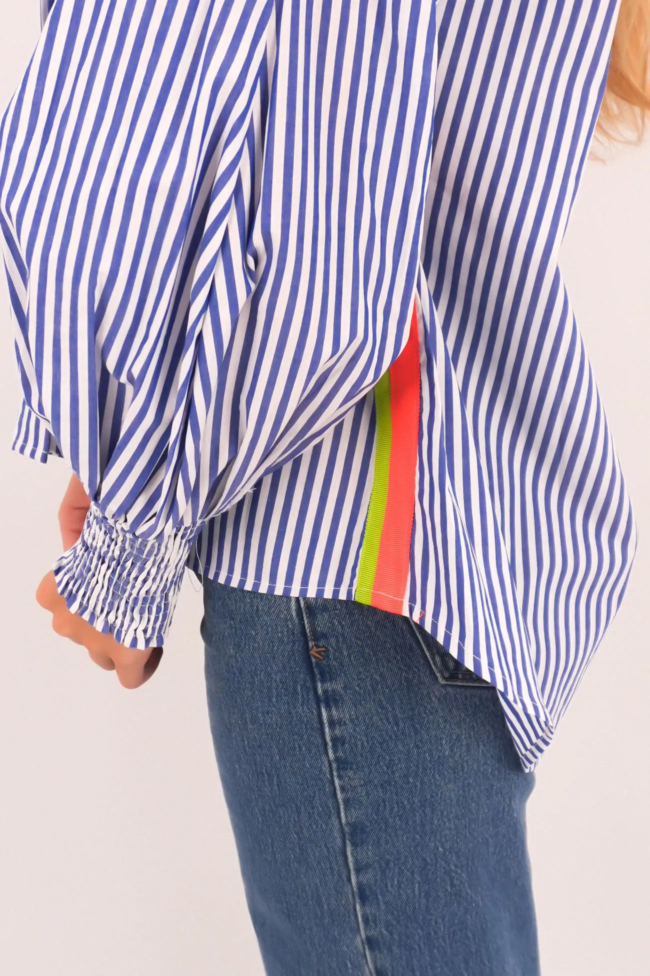 Stella Shirt Blue Stripe Non Iron Fabric Polished Finish