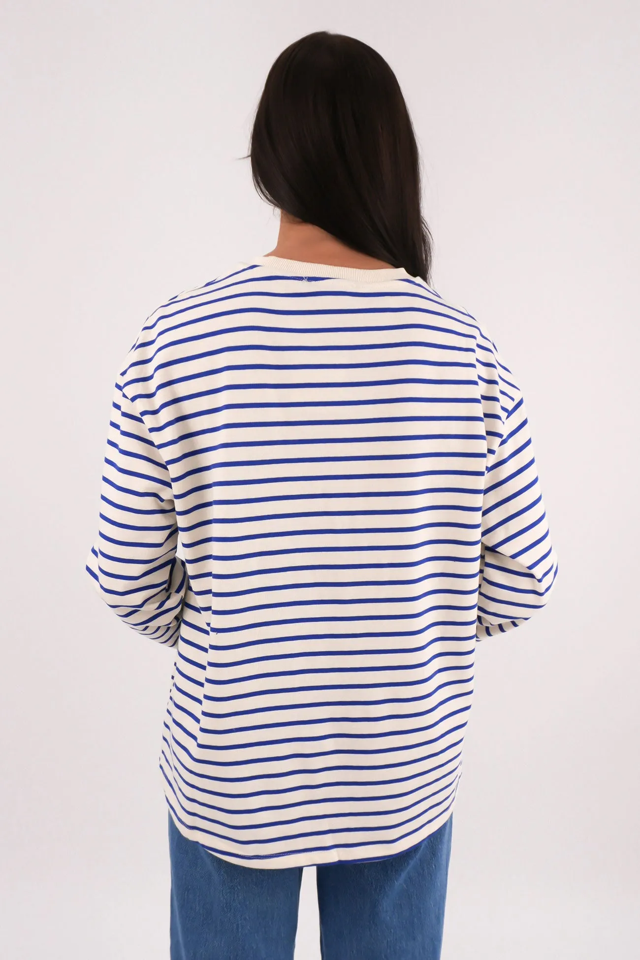 Personalized Gift Stelle Long Sleeve Tee Blue Stripe