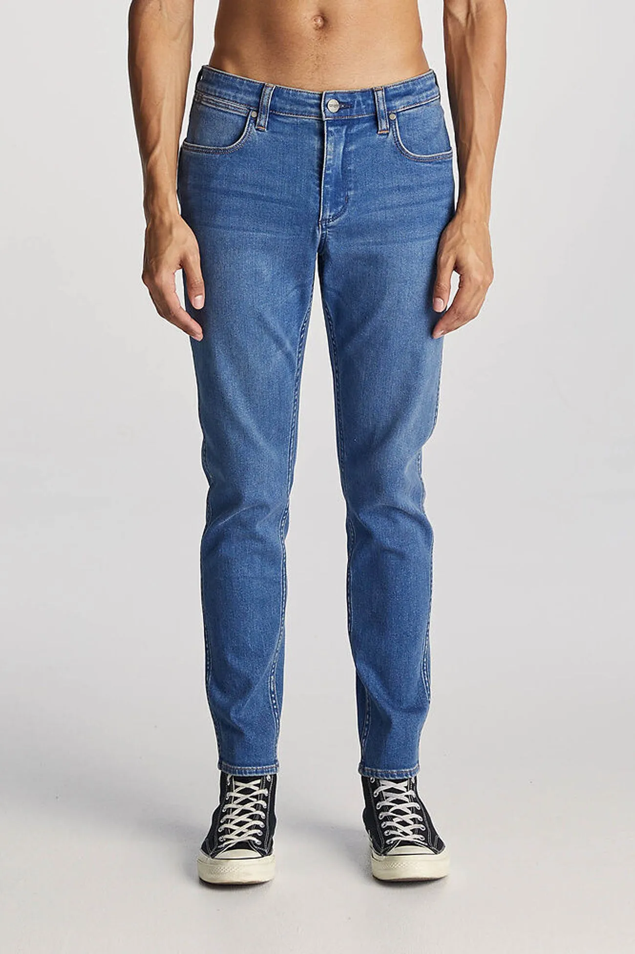 Chill Vibe Neutral Tones Stomper Jean Two Hands Blue