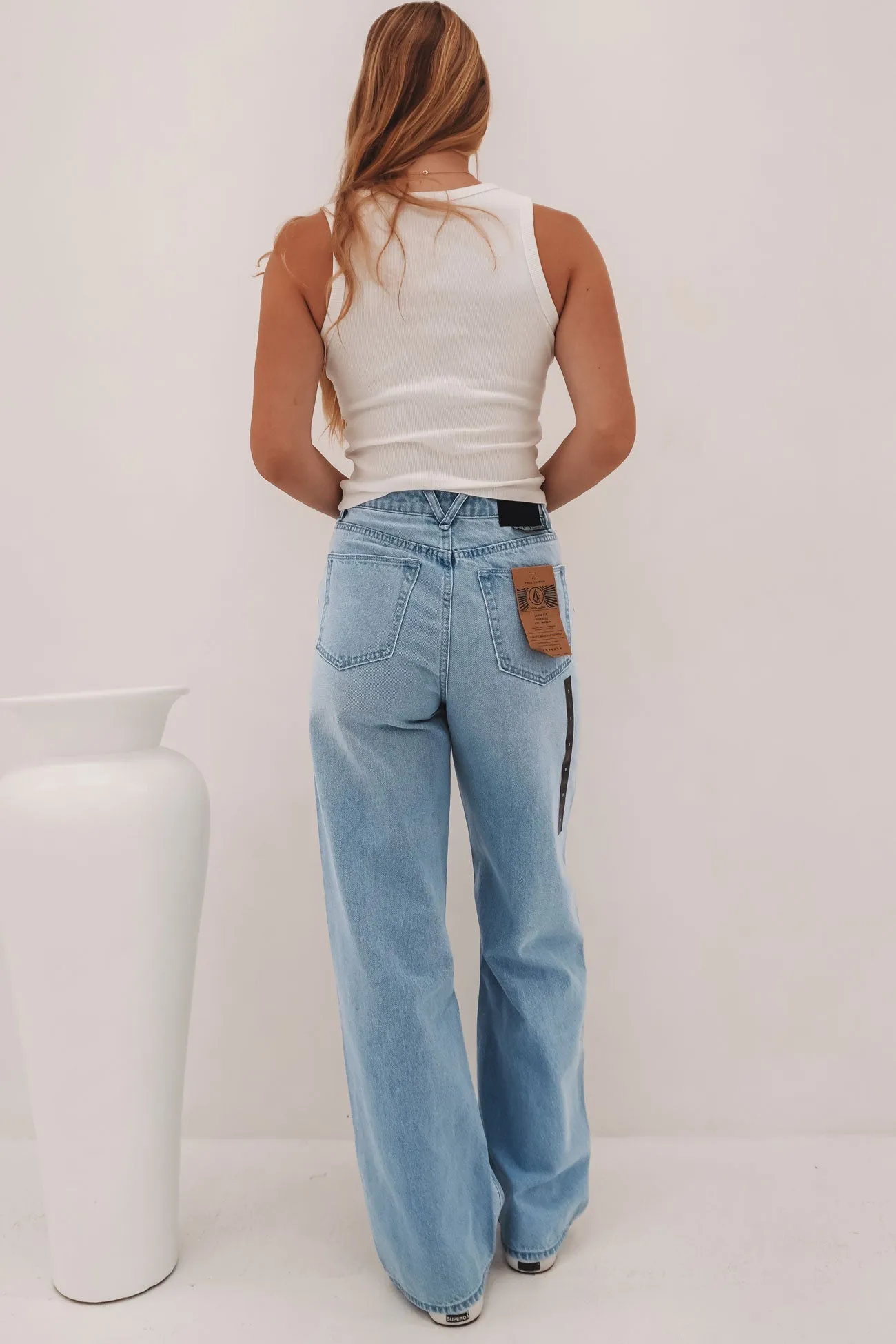 Zip Fly Closure Stoned Boyfriend Hi Rise Jean Blue Bird