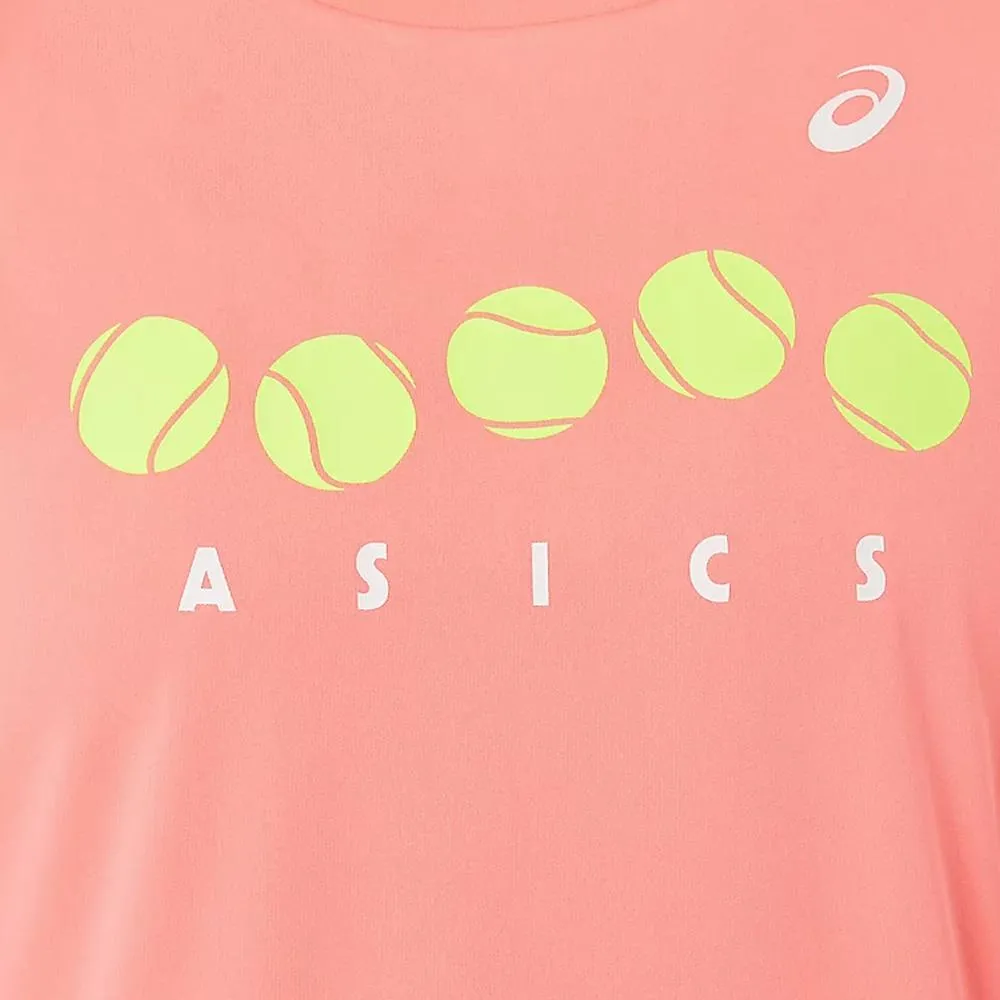 Sturdy Build Leather Look Asics Girls Graphic Tennis Shirt - Guava