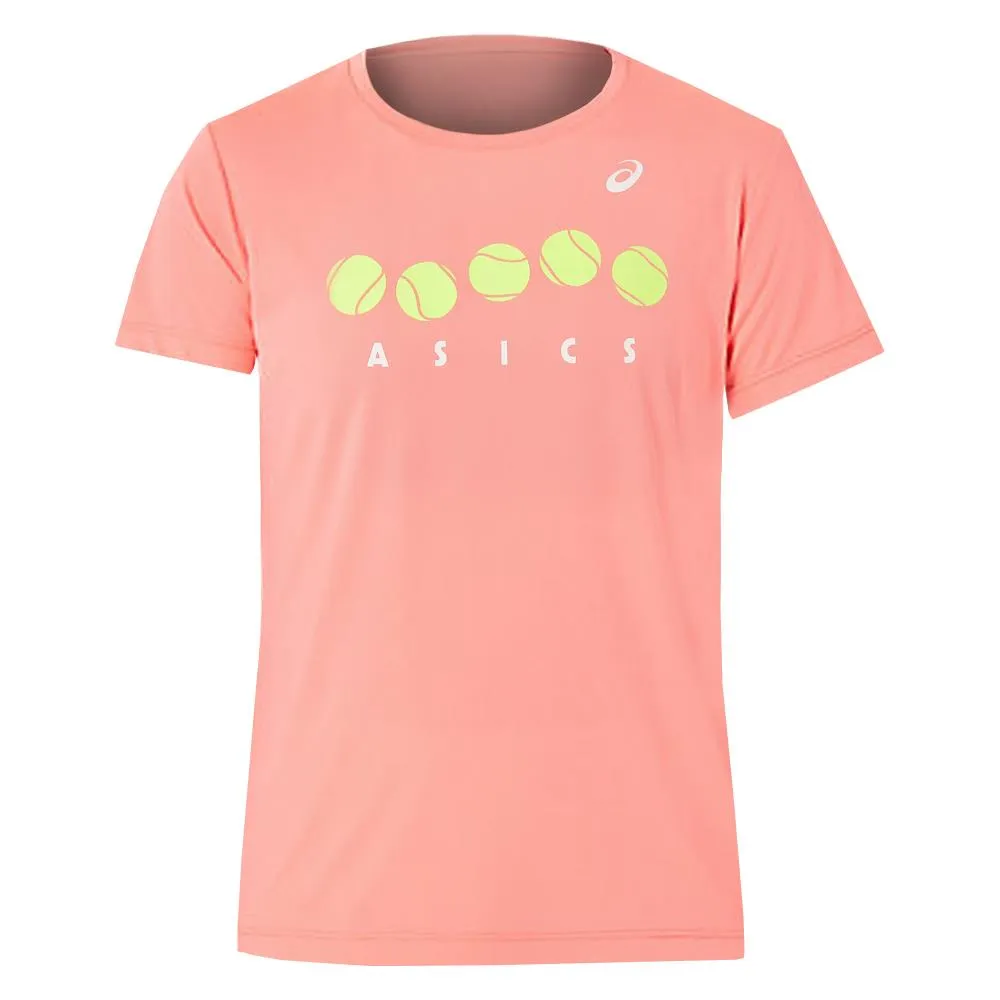 Asics Girls Graphic Tennis Shirt - Guava Cashmere material