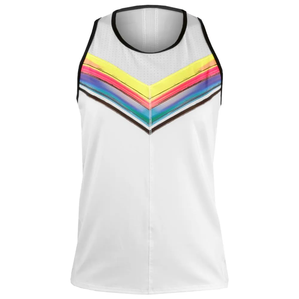Cuffed Streamlined Shape Lucky In Love Women's Off Tropic Tie Back Tank - White