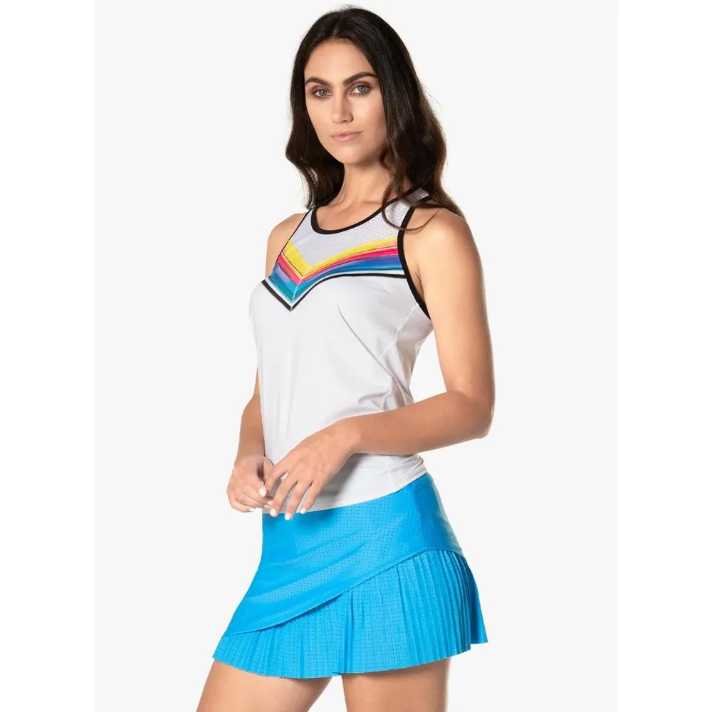 Streamlined Shape Lucky In Love Women's Off Tropic Tie Back Tank - White Blend Roll-Up
