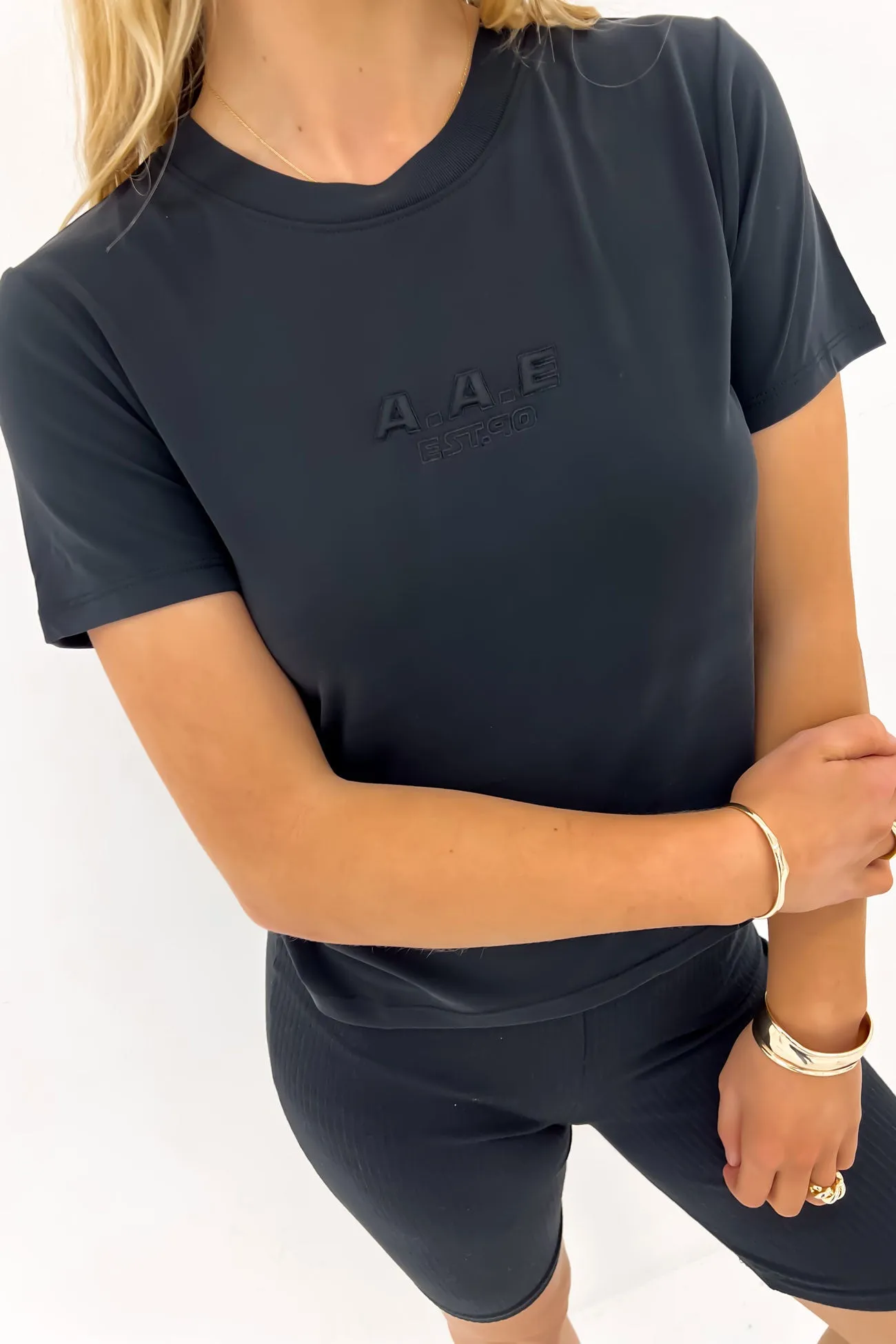 Luxe Active Tee Black Lightweight Wear Trendy Vibes