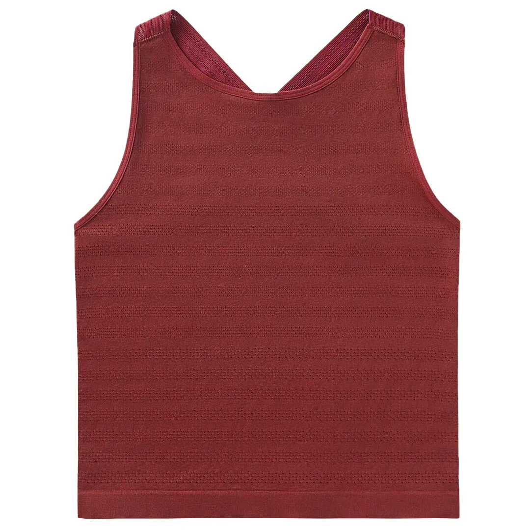 StretchableRibbedHem Fila Women's Ace Seamless Tank - Tibetan Red Road Soul Tagless Design