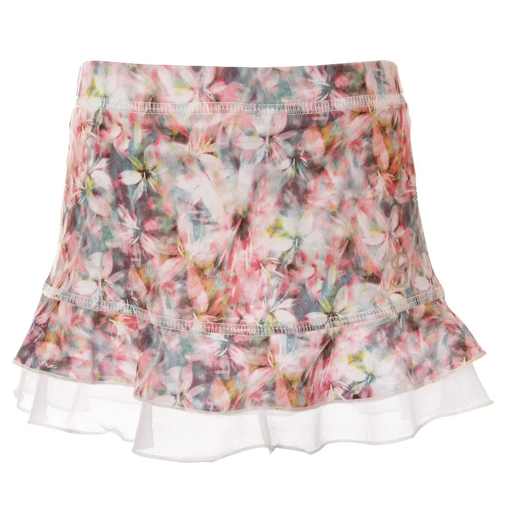 Premium Leather Precision Cutting Sofibella Girls UV Colors Ruffle Skort - Blossom Print