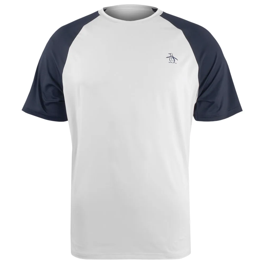 Striped Penguin Men's Essentials Performance Core Blocked Tee - Bright White/Navy Detachable Liner denim material