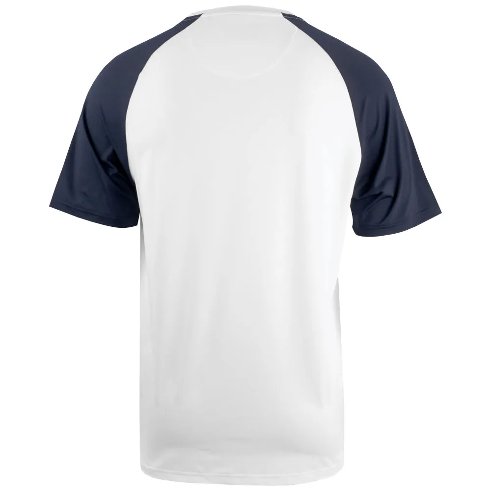 Striped Penguin Men's Essentials Performance Core Blocked Tee - Bright White/Navy Modern Touch Tapered leg