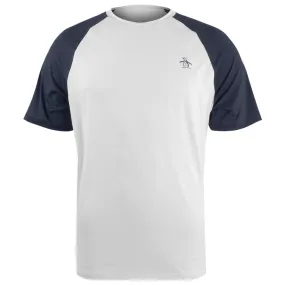Striped Penguin Men's Essentials Performance Core Blocked Tee - Bright White/Navy Detachable Liner denim material