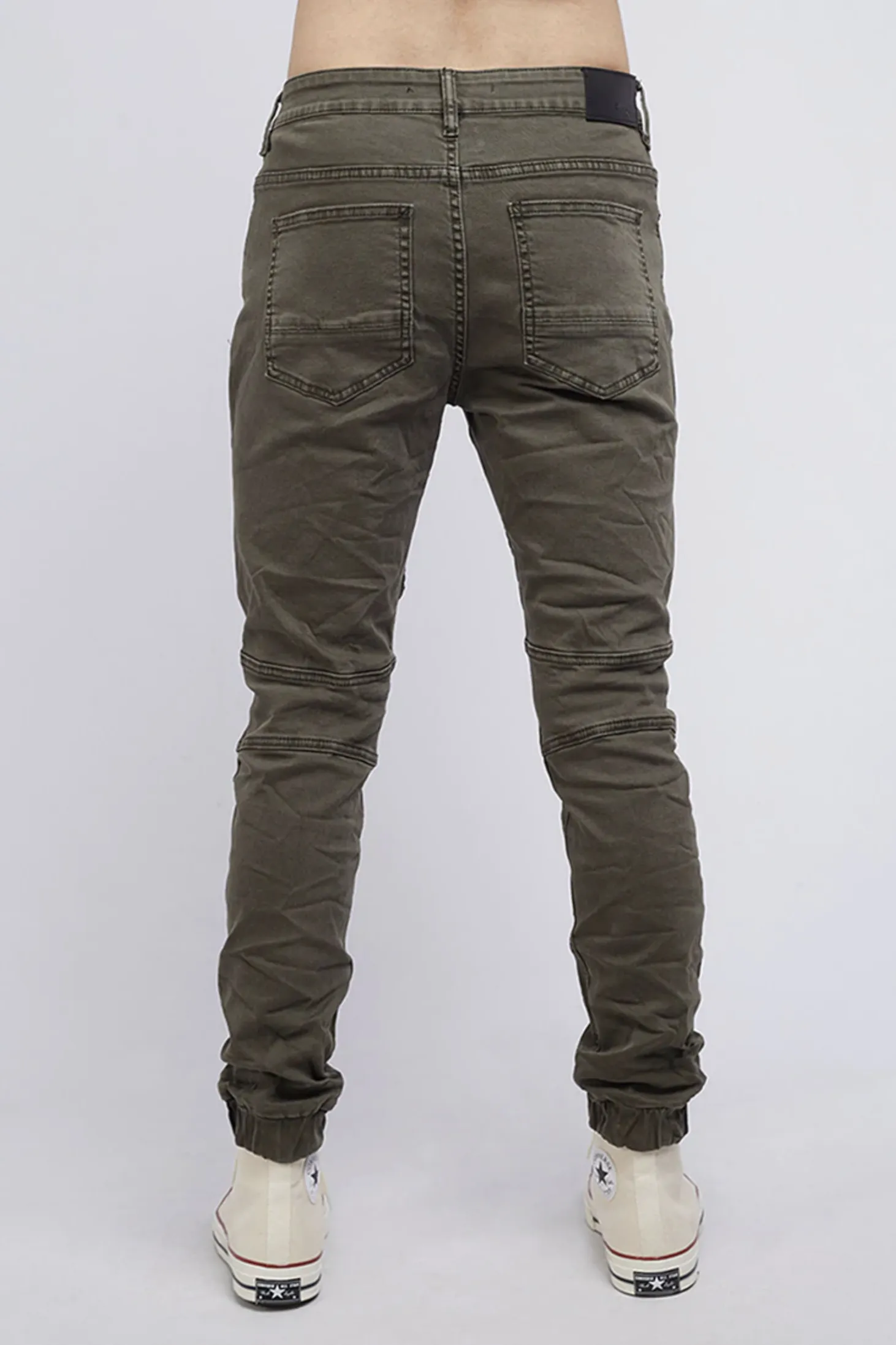 Minimalist Rainy Day Vintage Lover Weekend Wear Strung Out Moto Cuffed Jean Trashed Khaki