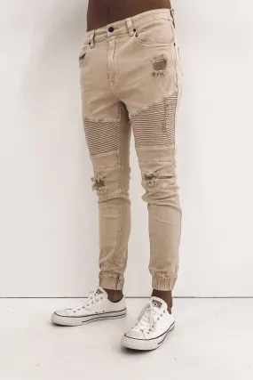 Strung Out Moto Cuffed Jean Trashed Oatmeal Vibrant Fashion Lover Versatile Weekend Style