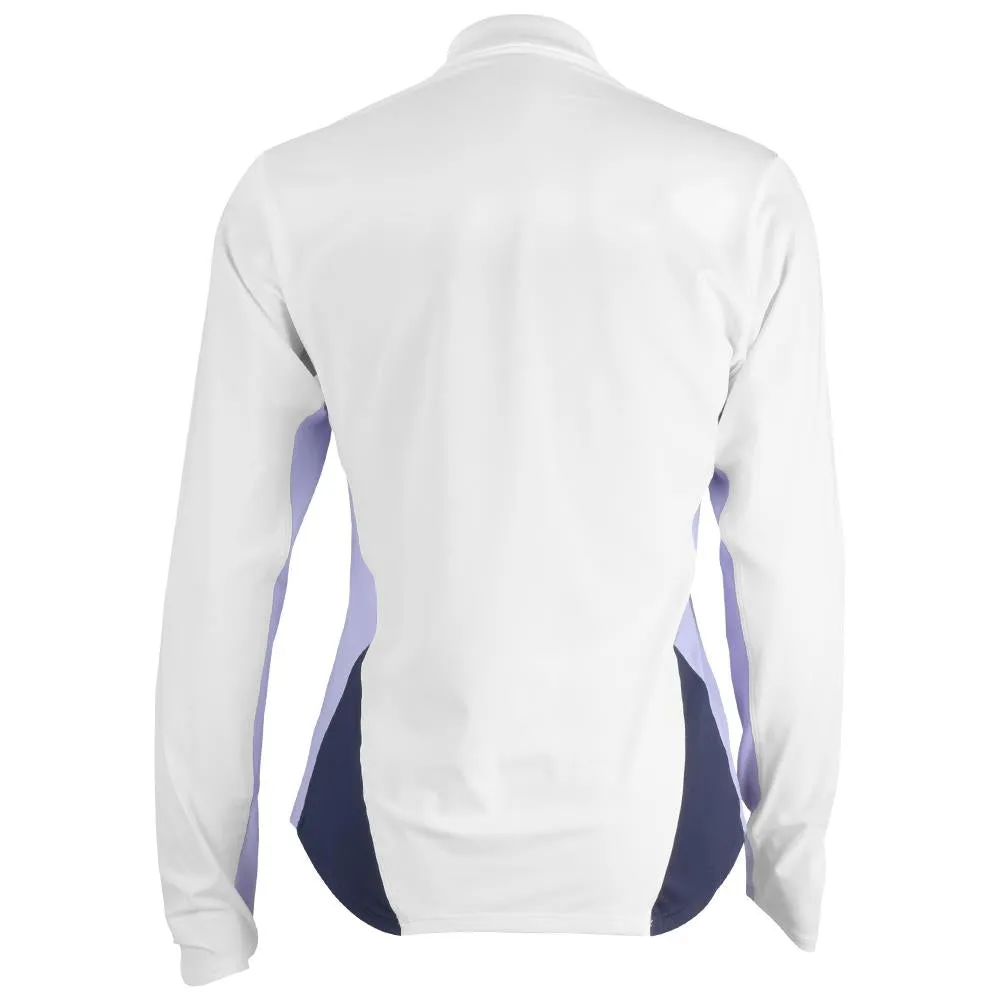 Studded Accent Sofibella Women's Lilac Dream 1/4 Zip Longsleeve - White Foldable Design