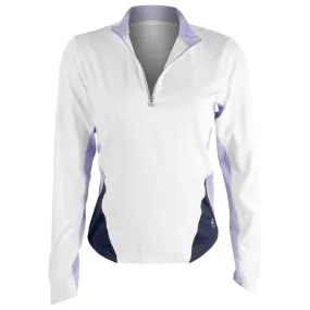 Leather High - quality Fabric Studded Accent Sofibella Women's Lilac Dream 1/4 Zip Longsleeve - White
