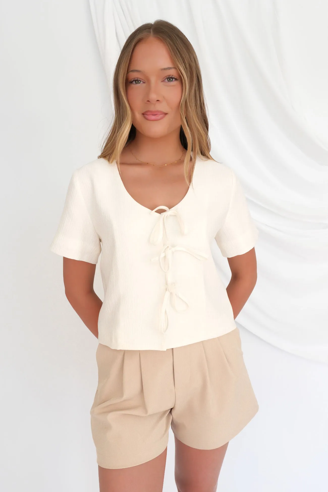 Onyx Tie Tee White Comfy Essentials Wear Recycled Material
