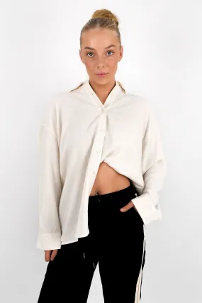 Sunray Oversized Long Sleeve Shirt Oat Abstract art