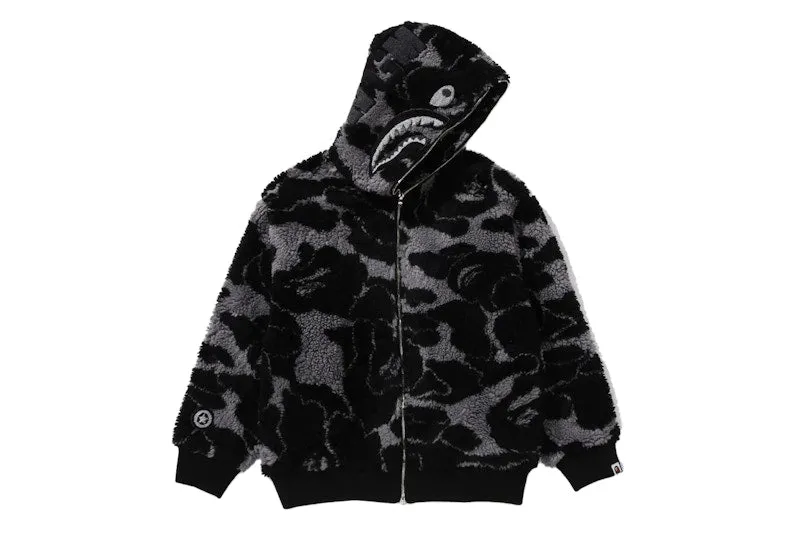 Mesh Fabric Blend Bape Abc Camo Boa Shark Relaxed Fit Hoodie Black