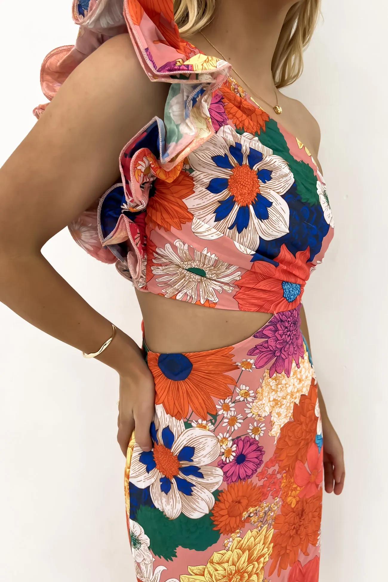 Soft Presence Timeless Piece Knox Midi Dress Orange Floral
