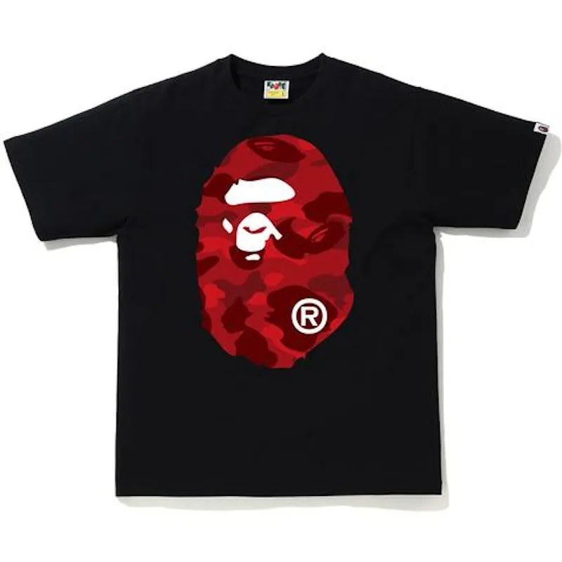 wrinkle free Bape Color Camo Big Ape Head Tee Black/Red