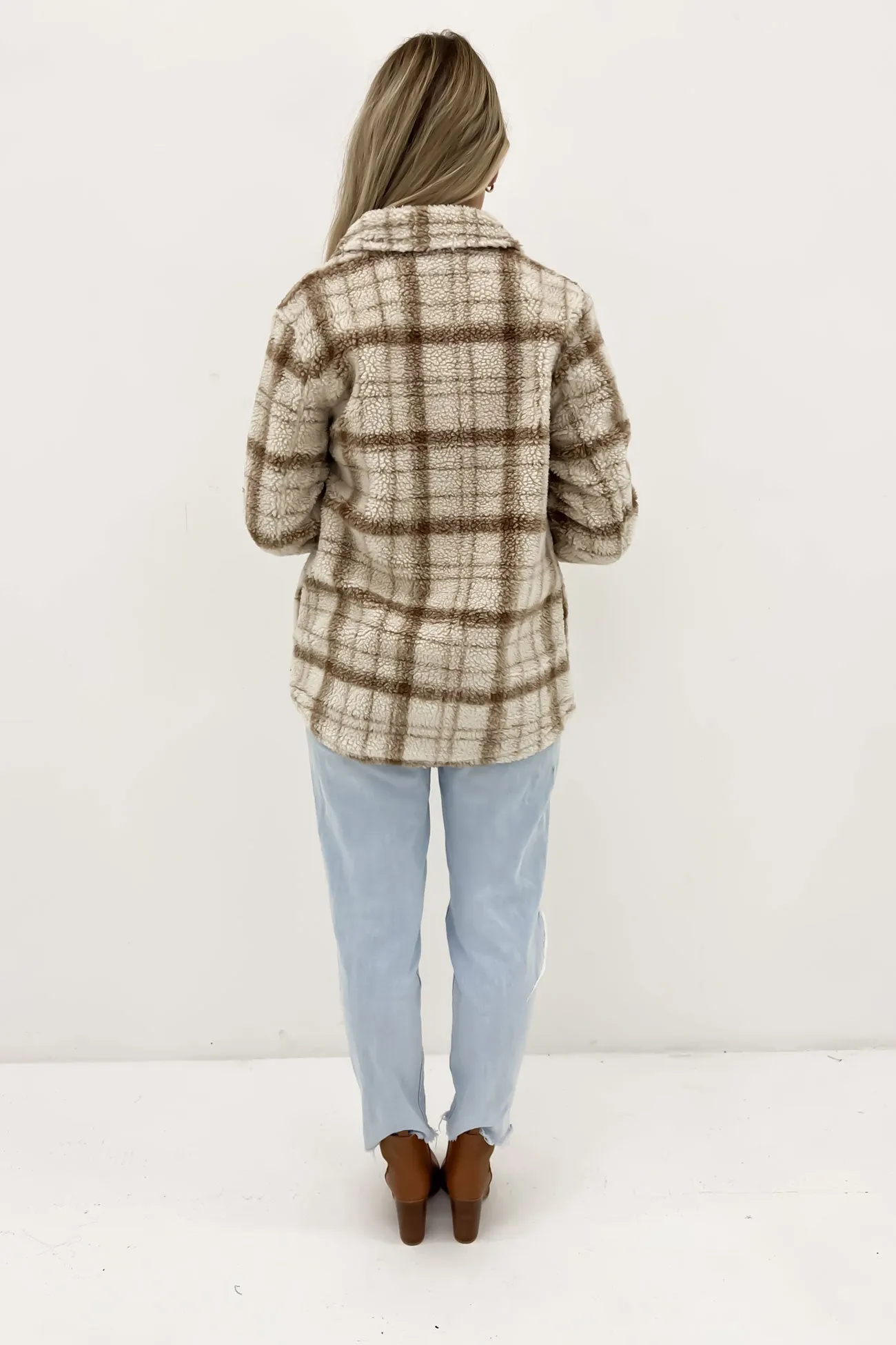 Smooth Flat Collar Silent Sherpa Jacket Cloud