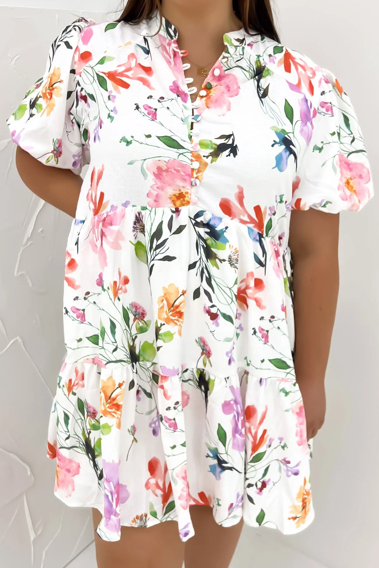 Light Soft Blaise Mini Dress White Floral