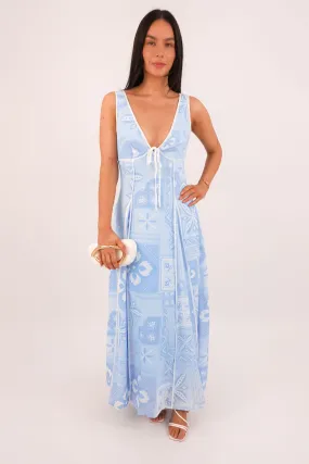 Runie Maxi Dress Blue Cozy Base Romantic Style