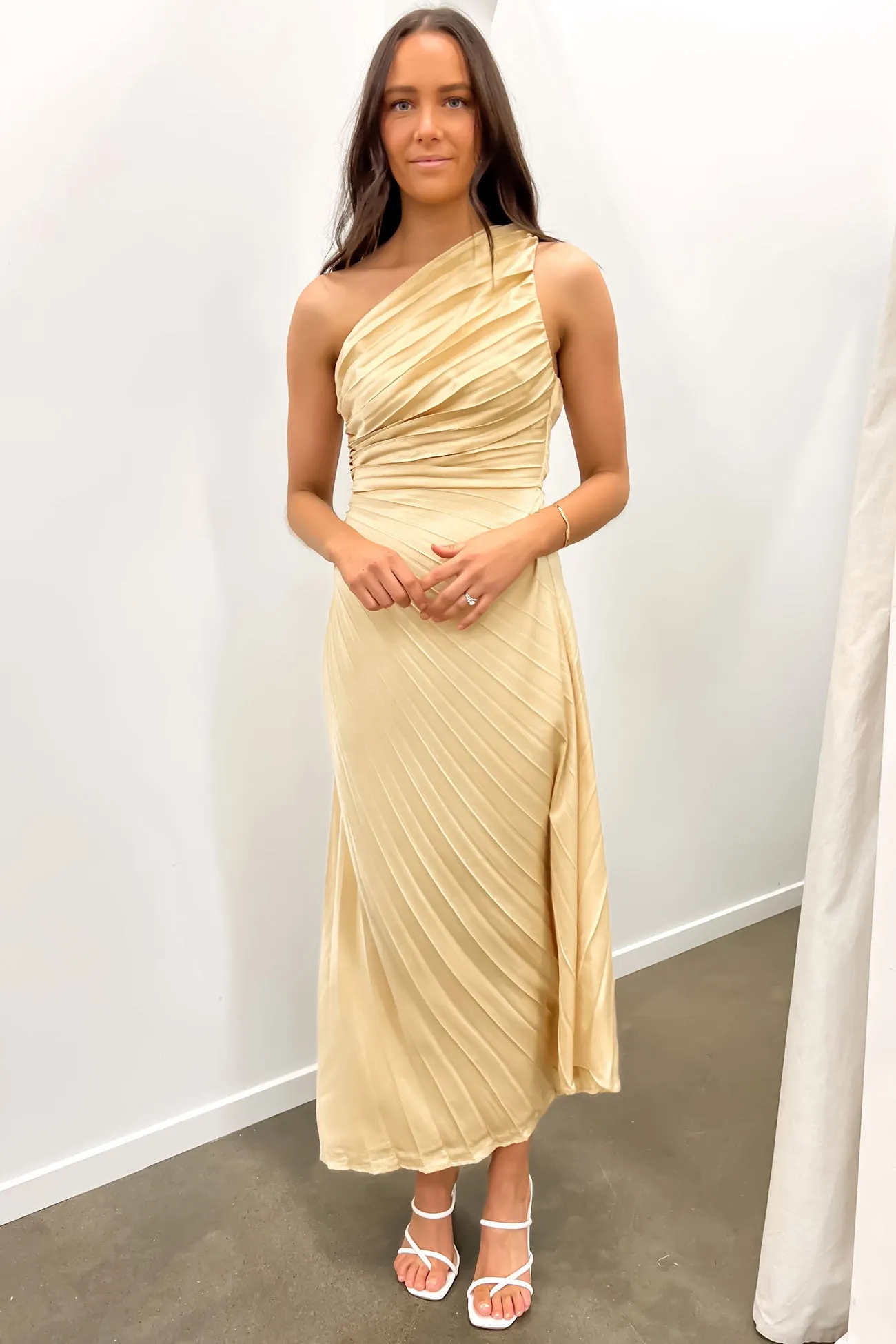 Caralee Midi Dress Gold Subtle Finish