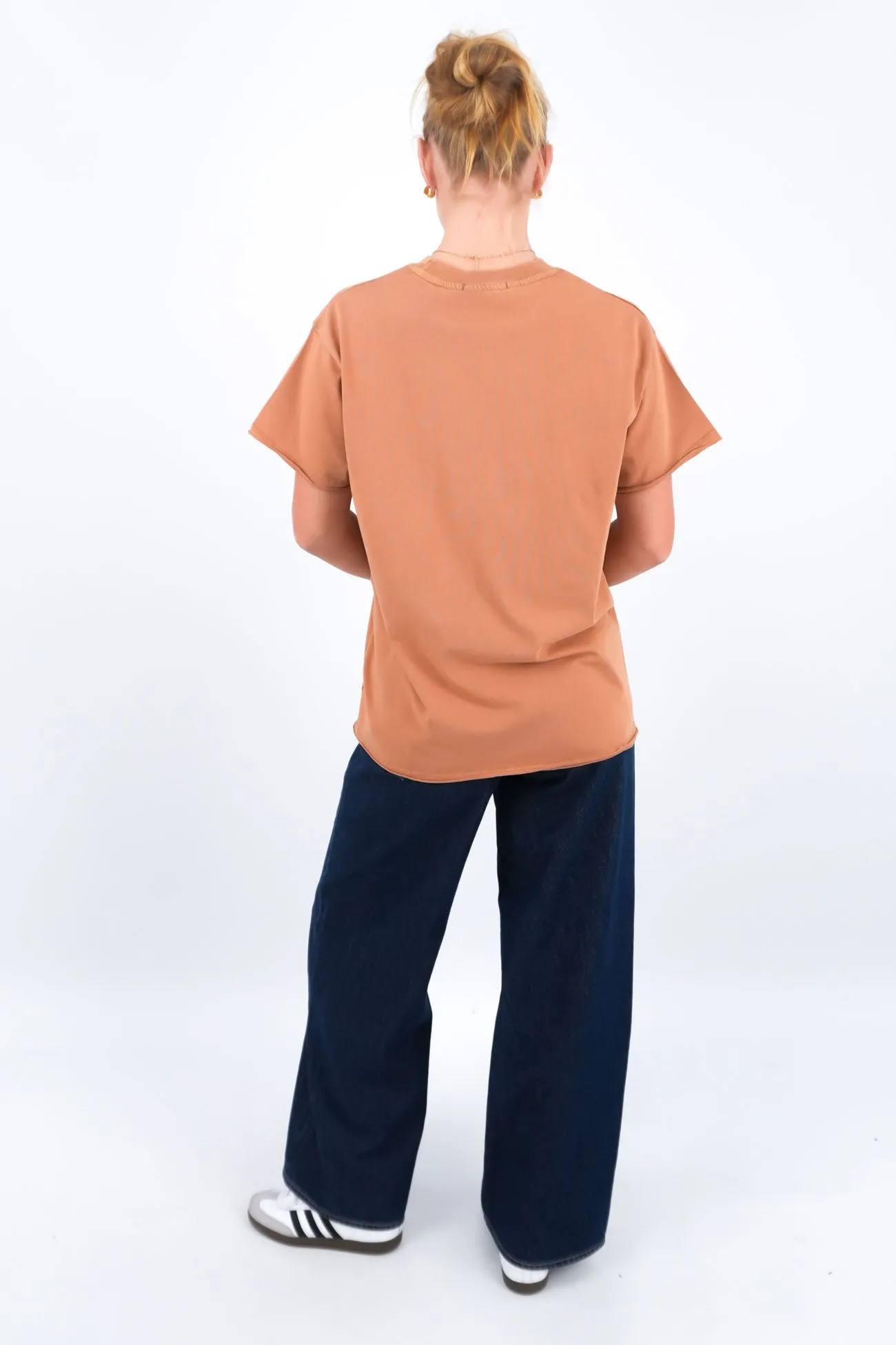 Ribbed collar Eclipse Relaxed Tee Camel