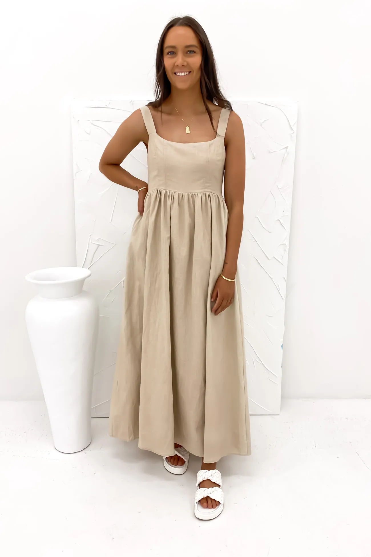 NoiseFreeFabric Mabel Maxi Dress Beige
