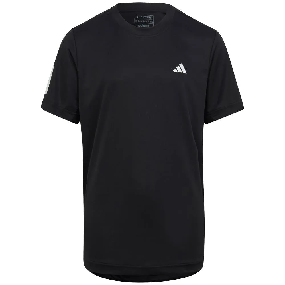 Shock-absorbing Flared hem adidas Boys Club 3 Stripe Tee - Black