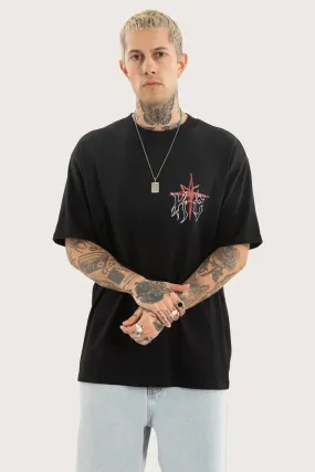 Soft Material Fashionable Look Coven Box Fit Tee Jet Black