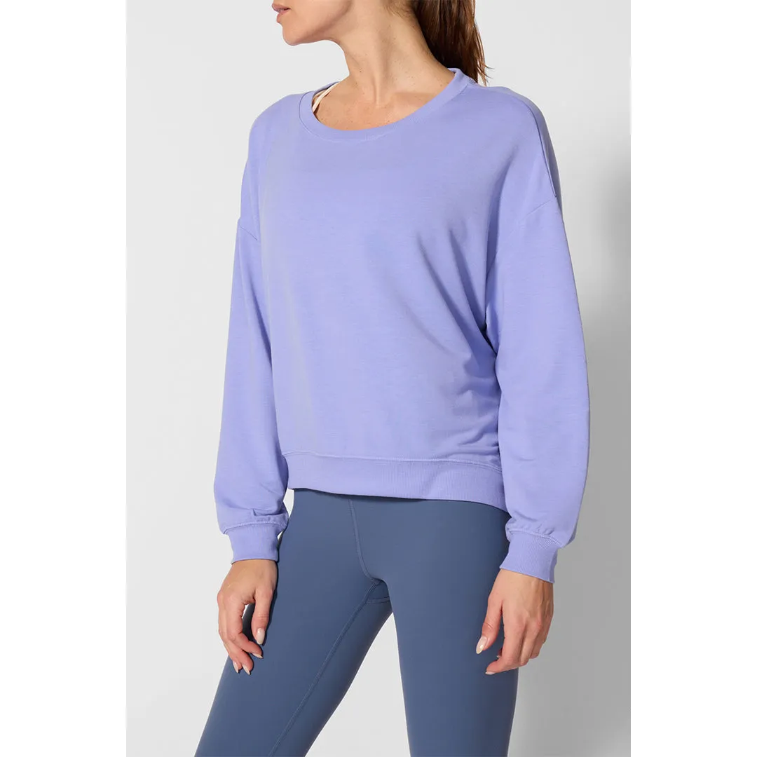 Affordable Stylish Suede Finish MPG Women's Cozy Fleece Relax Pullover - Jacaranda