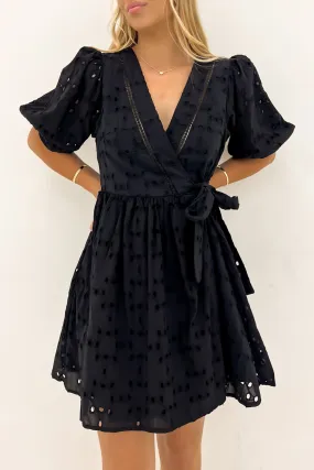 Flowy summer gown Kirby Wrap Dress Black
