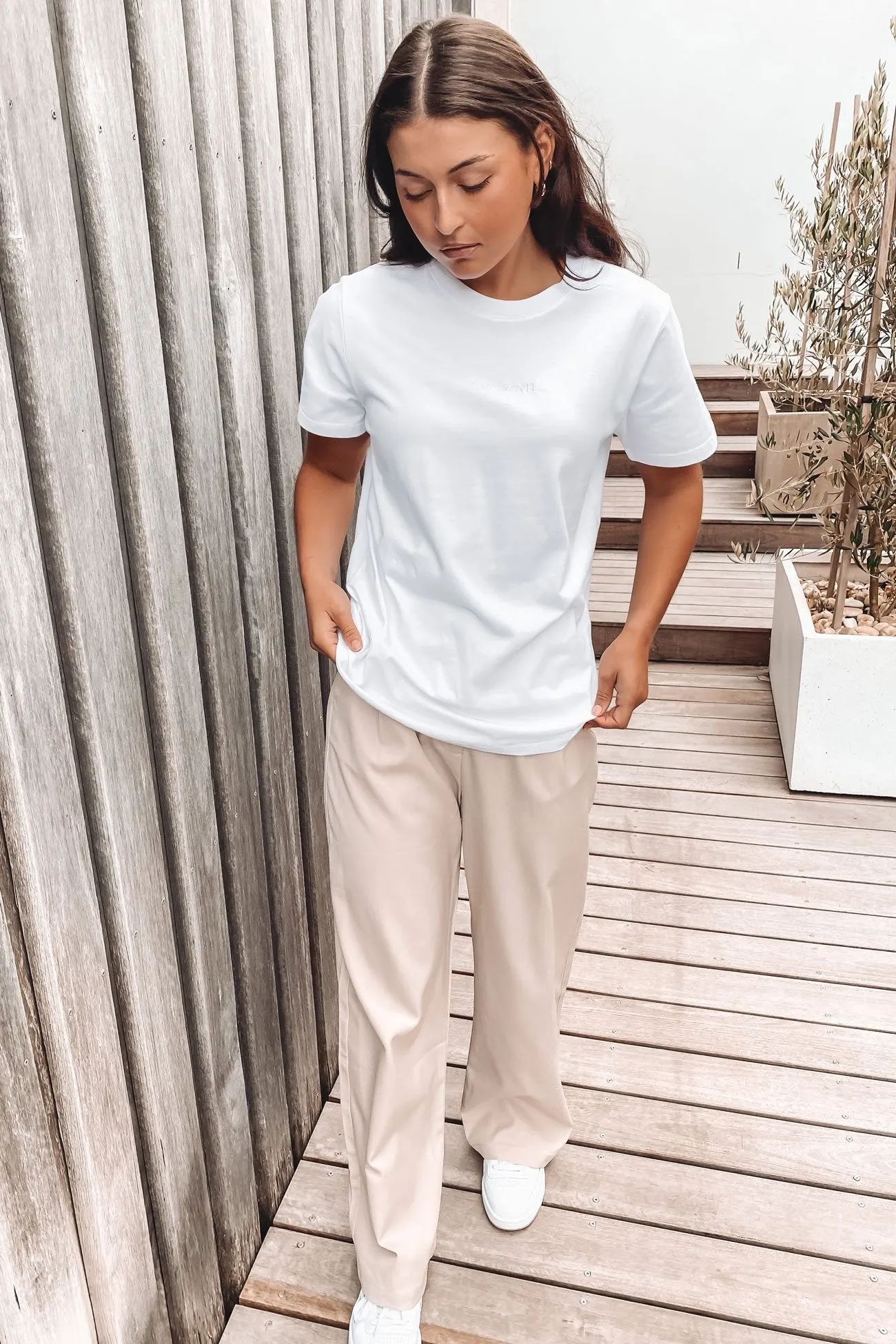 simple design Side Vent Design BZ Tonal Tee White