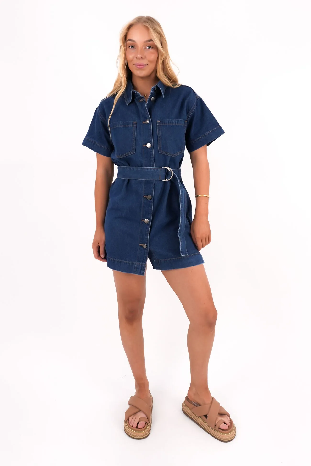 Sunny Denim Dress Heritage Blue High-waist