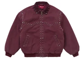 Supreme B.B. Simon Studded Work Jacket Burgundy Skinny Fit Satin