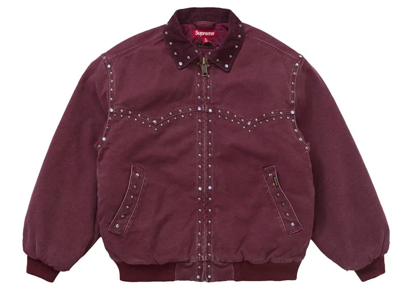 Supreme B.B. Simon Studded Work Jacket Burgundy Buttoned