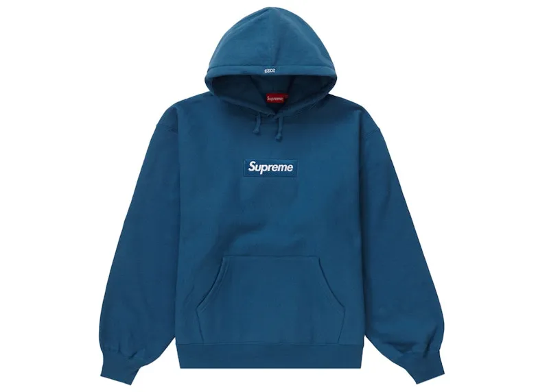 Tailored Design color fast Supreme Box Logo Hooded Sweatshirt (Fw23) Blue
