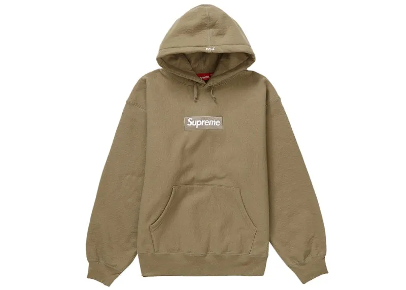 Supreme Box Logo Hooded Sweatshirt (Fw23) Dark Sand Linen