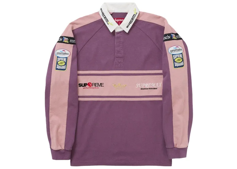Supreme Chest Stripe Rugby Purple Zipped Buttoned
