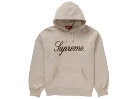 Supreme Embroidered Script Hooded Sweatshirt Stone Short - sleeve Detachable Liner