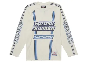 Supreme Hysteric Glamour Mesh L/S Top White High Waist Rounded Neck