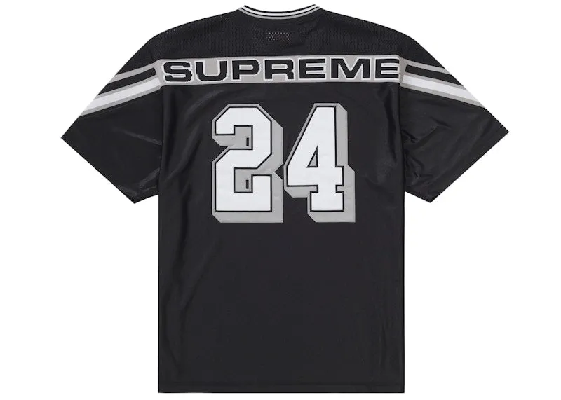 Supreme Jacquard Rib Football Jersey Black Faux Leather Straight Leg