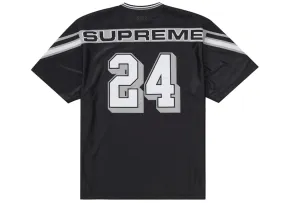Supreme Jacquard Rib Football Jersey Black Faux Leather Straight Leg