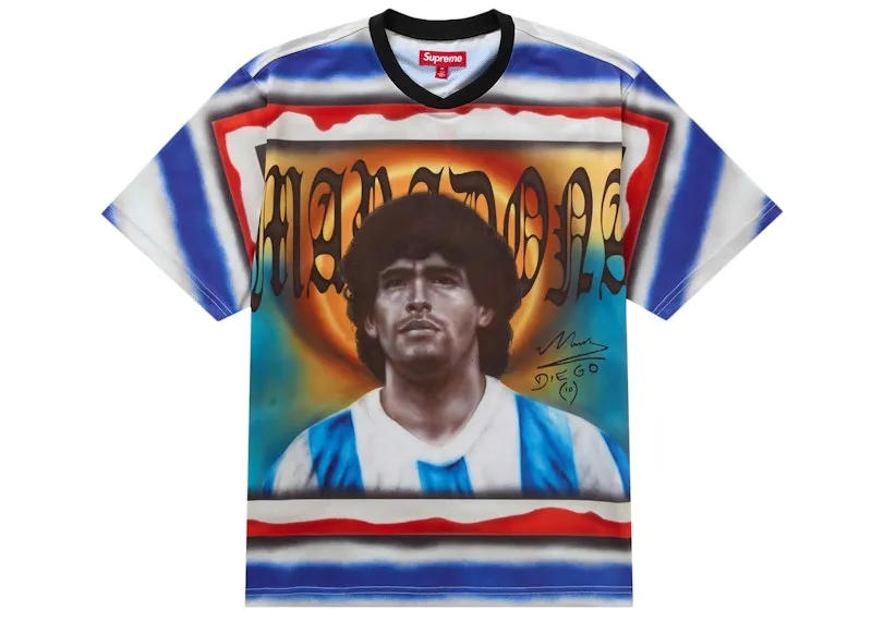 Handmade Hand washable Supreme Maradona Soccer Jersey Multicolor