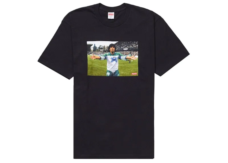 Supreme Maradona Tee Black Vintage design Smooth Fabric