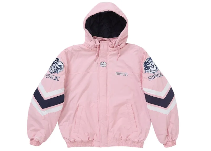 Supreme Mitchell & Ness Ncaa Hooded Stadium Jacket Pink Silky