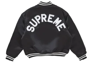 Supreme Mitchell & Ness Satin Varsity Jacket (Fw24) Black Custom - made